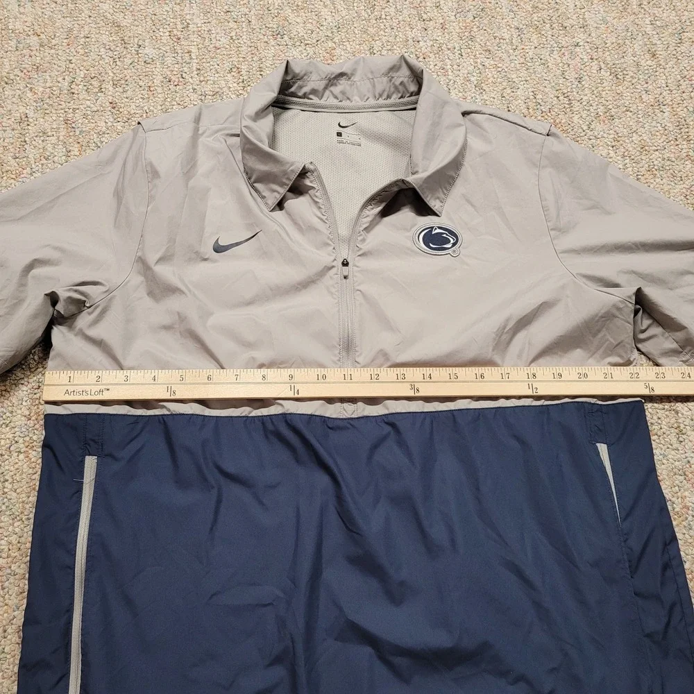 Nike Penn State Pullover Mens Large Grey Navy Blue On-Field Short Sleeve Jacket